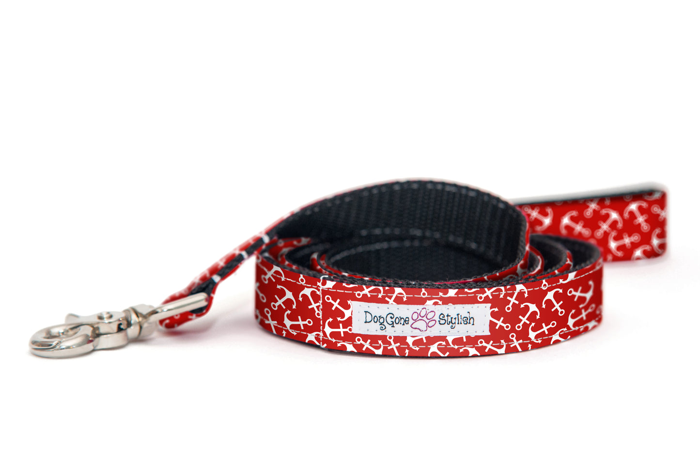 Red and White Anchor Dog Collar