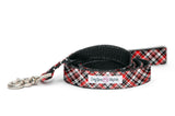 Red, Black and White Plaid Dog Collar