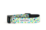 Green, Blue and Teal Polka Dot Dog Collar